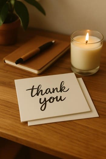 Stolüstü dəftərə yazı yazan əl və yanında şam, diffuzor və qələm