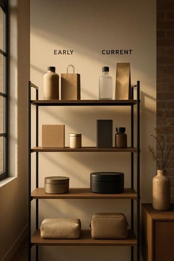 Loft rəfində müxtəlif ölçülü şamlar və diffuzorlarla kolleksiya