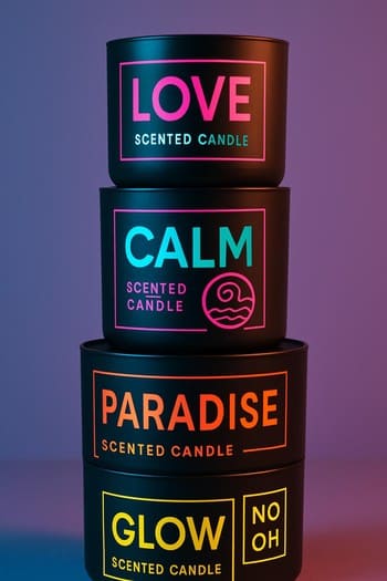 Neon rəngli Craft&Glow etiketləri və kraft qutular yığımı