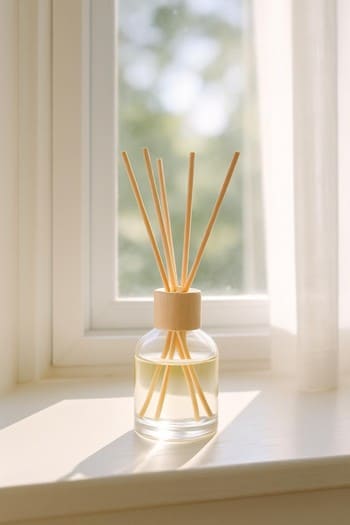 Açıq rəng interyerdə gün işığında pinco şüşə diffuzoru