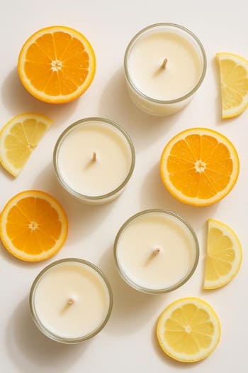 Limon və portağal dilimləri ilə sitrus temalı şam düzülüşü